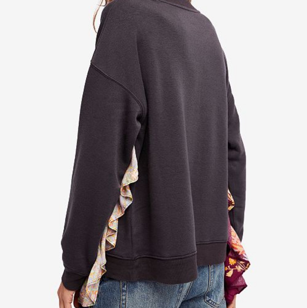 ❌SOLD❌Free People Patchwork Ruffle Sweatshirt - Picture 2 of 3